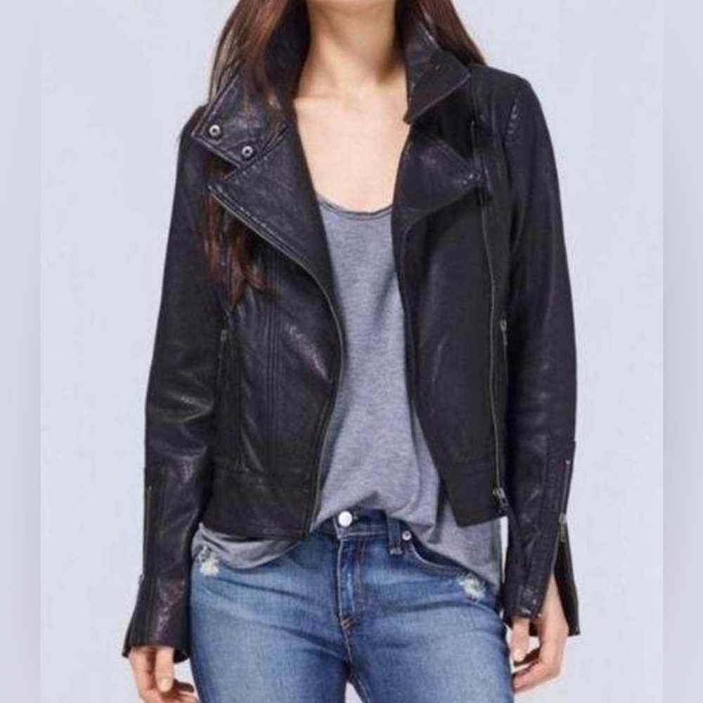 Mackage for Aritzia Kenya Lamb Leather Moto Jacket Black sz XS